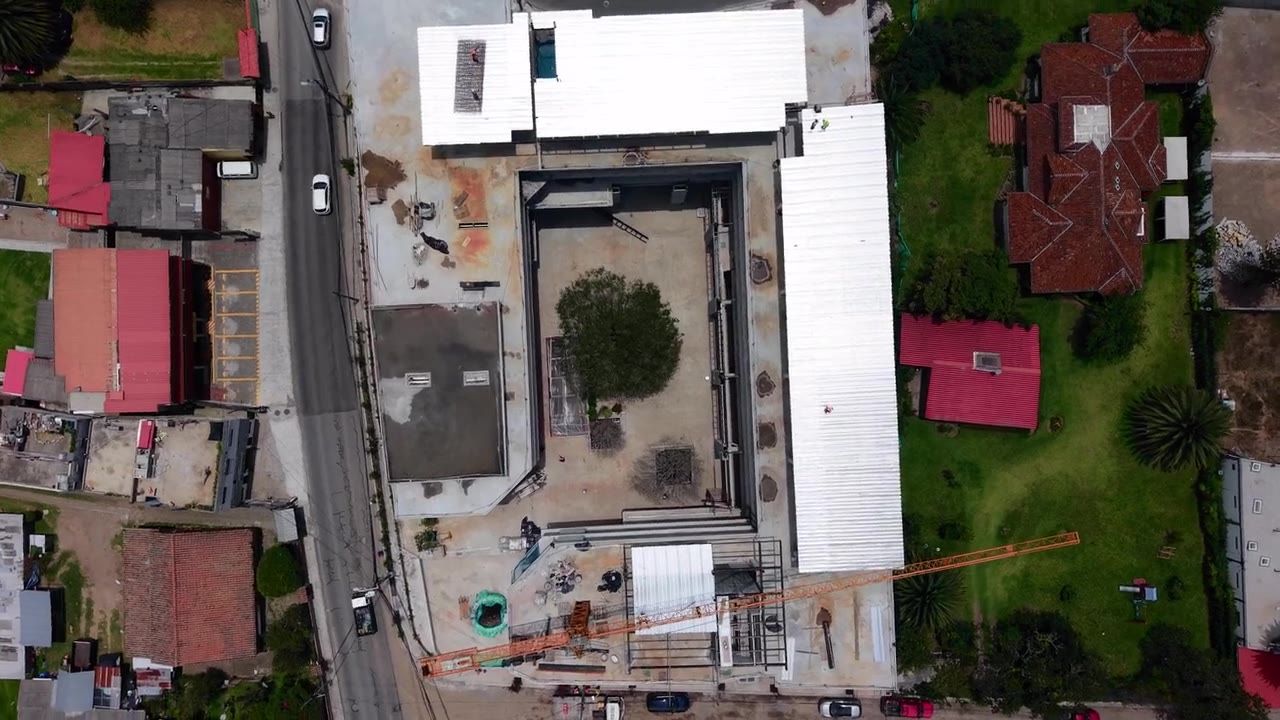Obra de Plaza Koen vista en cenital